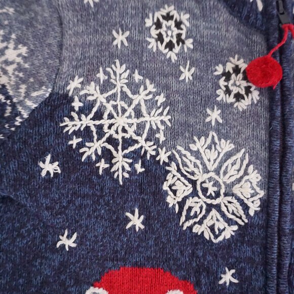 Vintage Heirloom Collectibles Navy Snowflake Cardigan Festive Ugly Christmas S - Picture 8 of 10